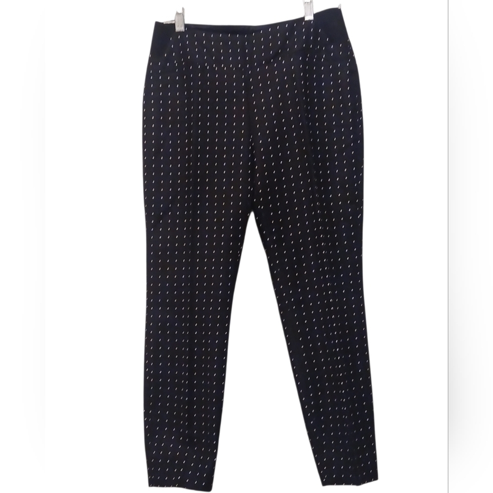 Investments - NWOT Black Ankle Pants W/ Ivory Diamonds, Side Elastic Waist, 4P, - Picture 5 of 10